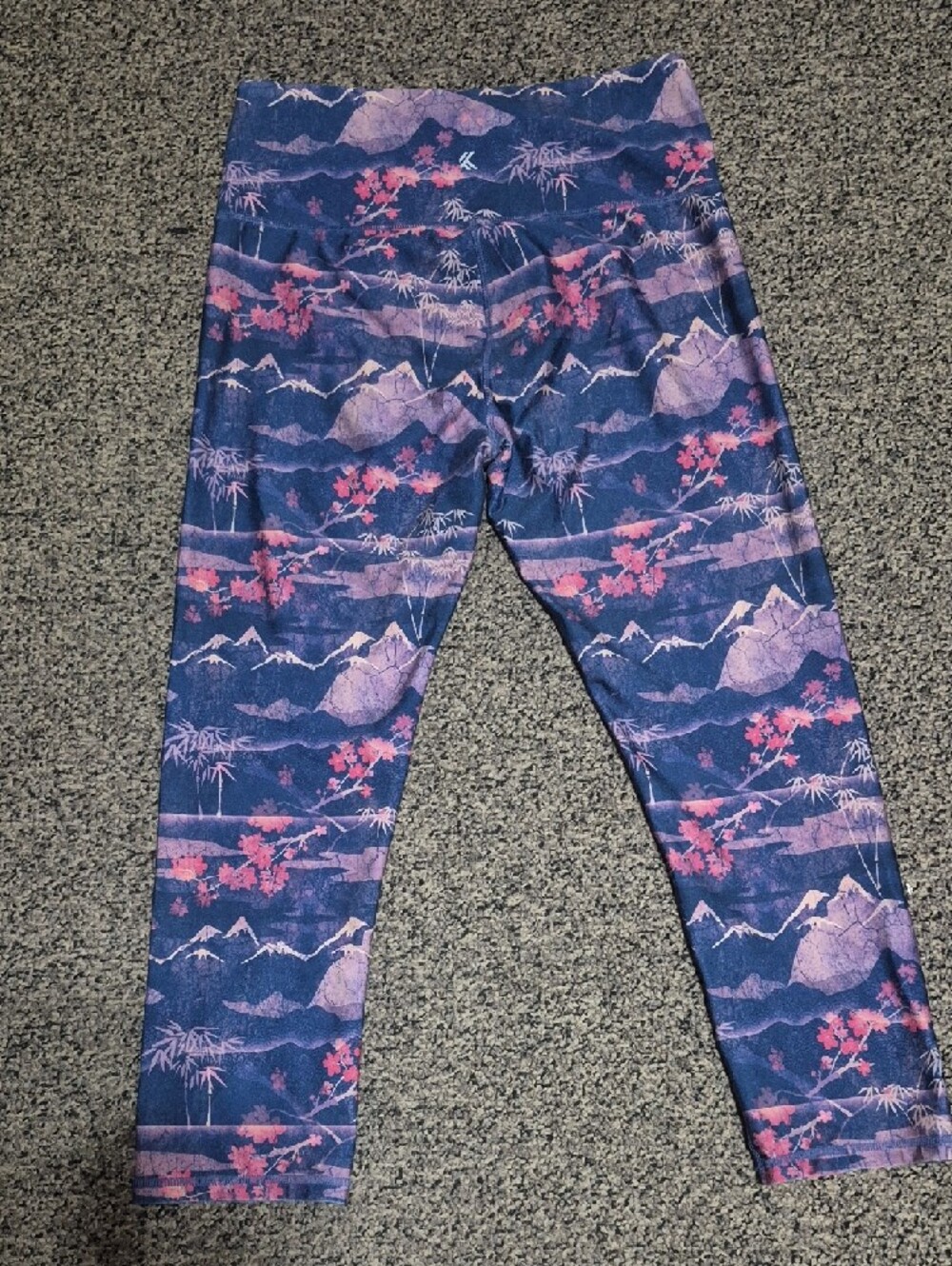 Kyodan Navy and Purple Floral Mountain Print Women's Leggings - Picture 4 of 5